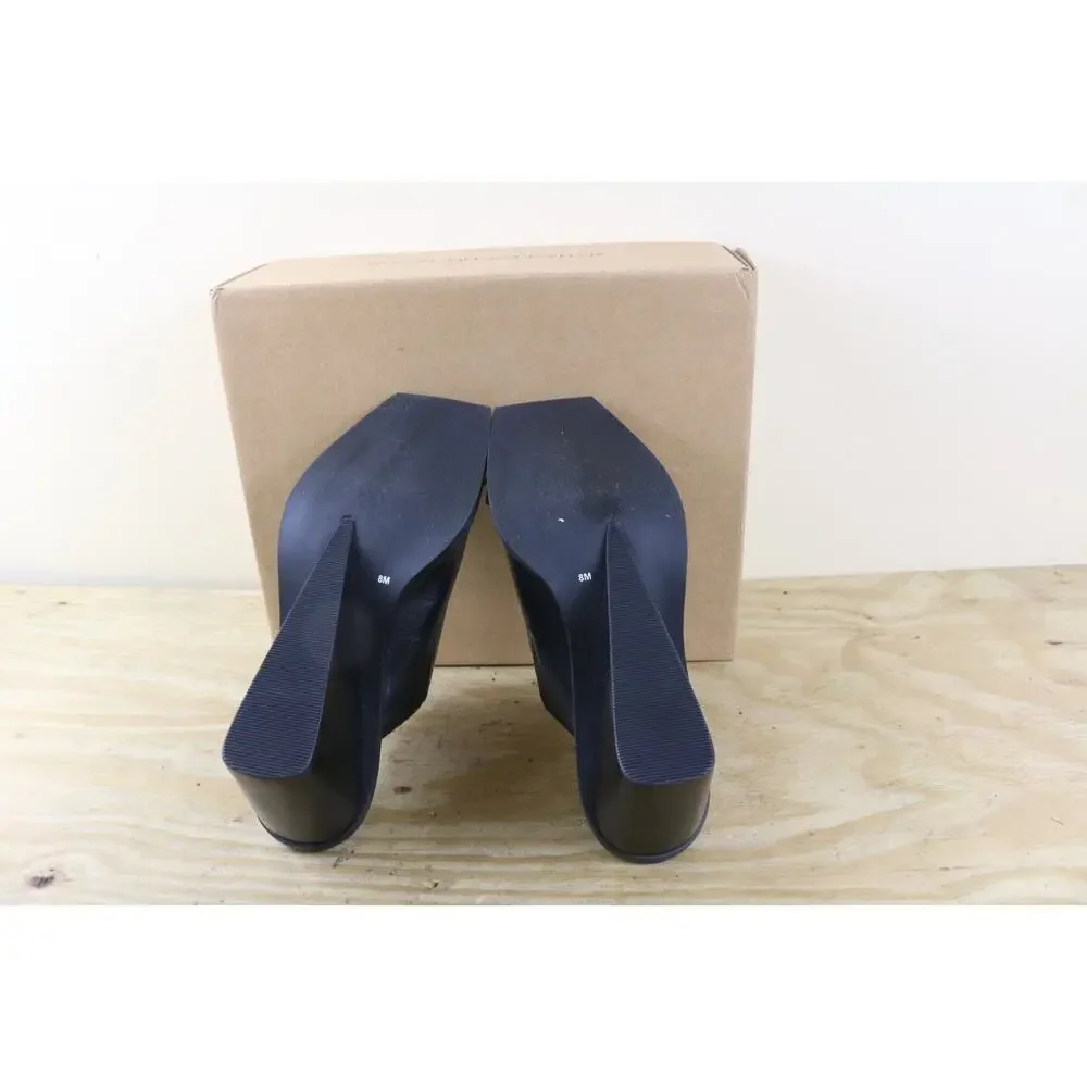 New Matisse Sandals Black Leather 8M Lillie Wedge Heeled Slip On Shoes